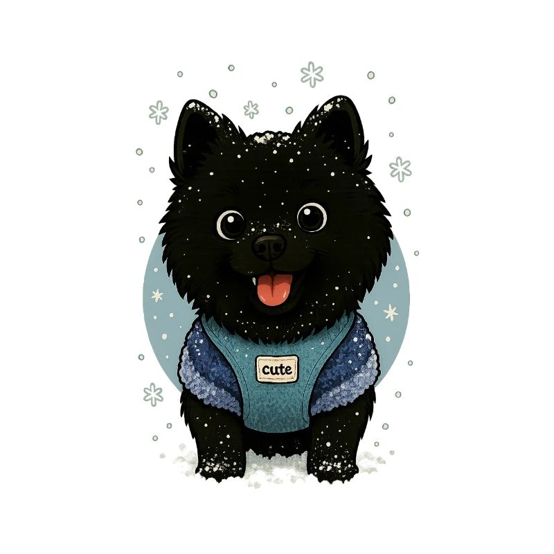 Dessin animé Spitz mignon avec de la neige