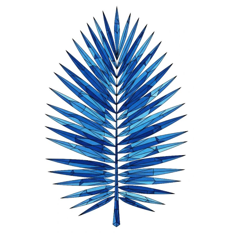 Blue Geometry Palm Leaf