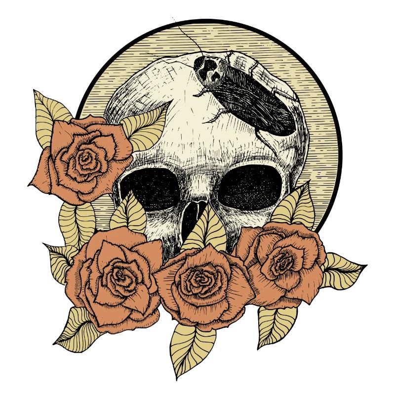 Rose und Schädel