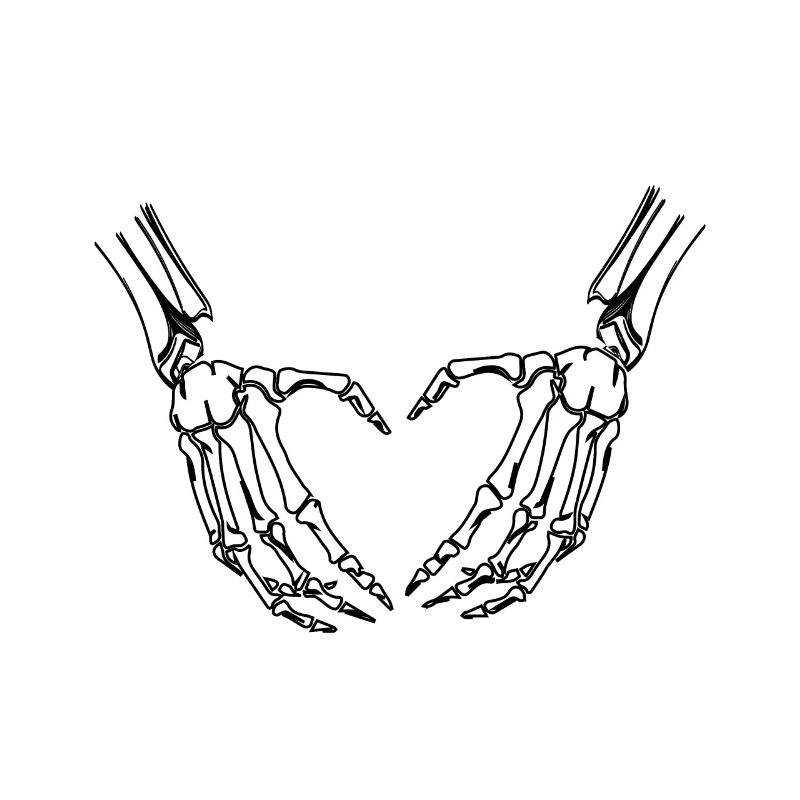 Skeleton hands form a heart