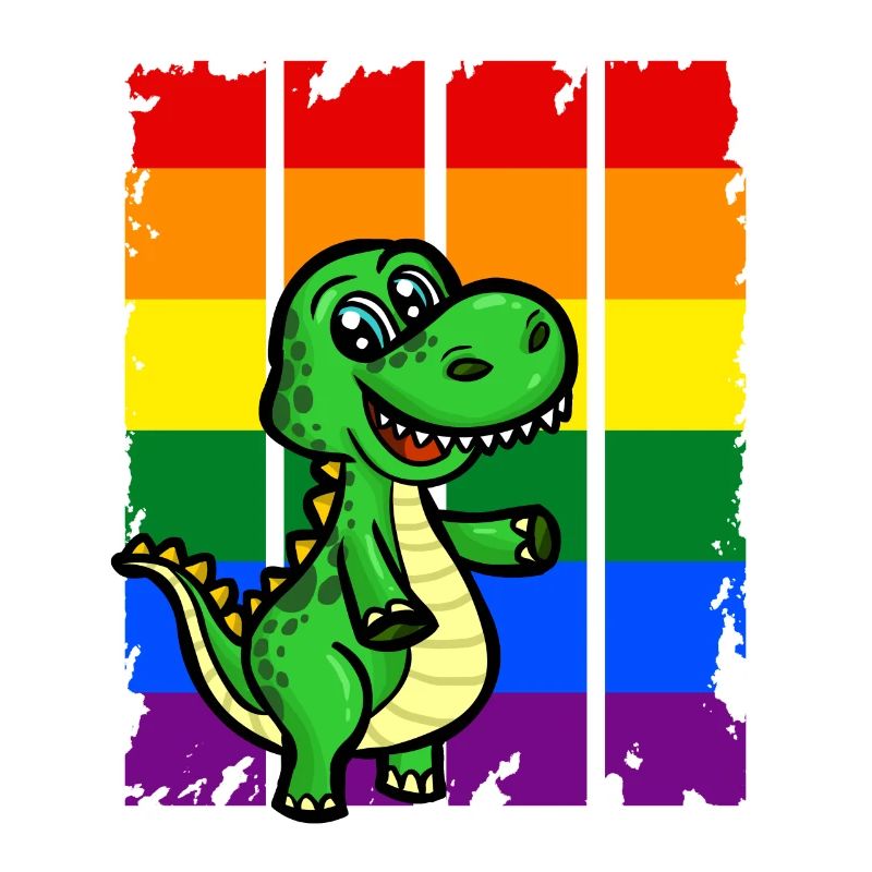 Drapeau d'arc-en-ciel de dinosaure LGBT Dino