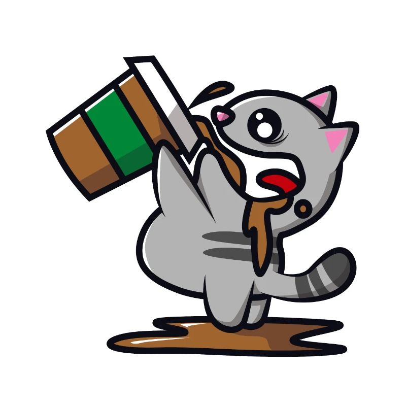 Katze trinkt einen Kaffee