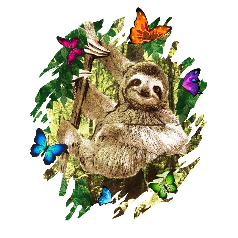 Faultier mit Dschungel und Schmetterlinge