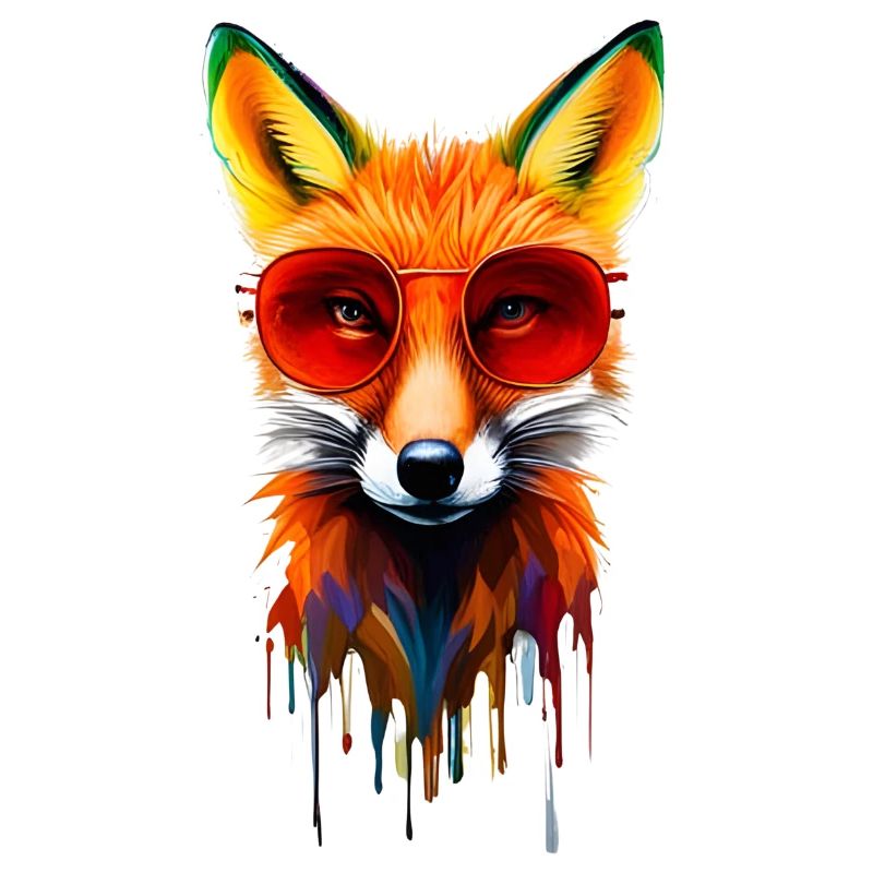 Neonfuchs mit roter Brille