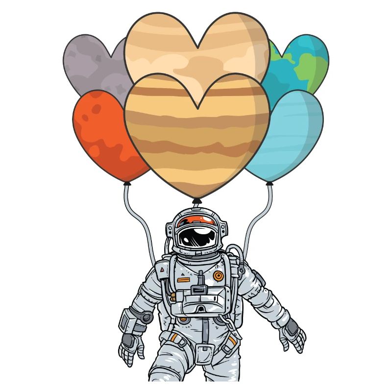 Astronaut with balloon - solar system planet