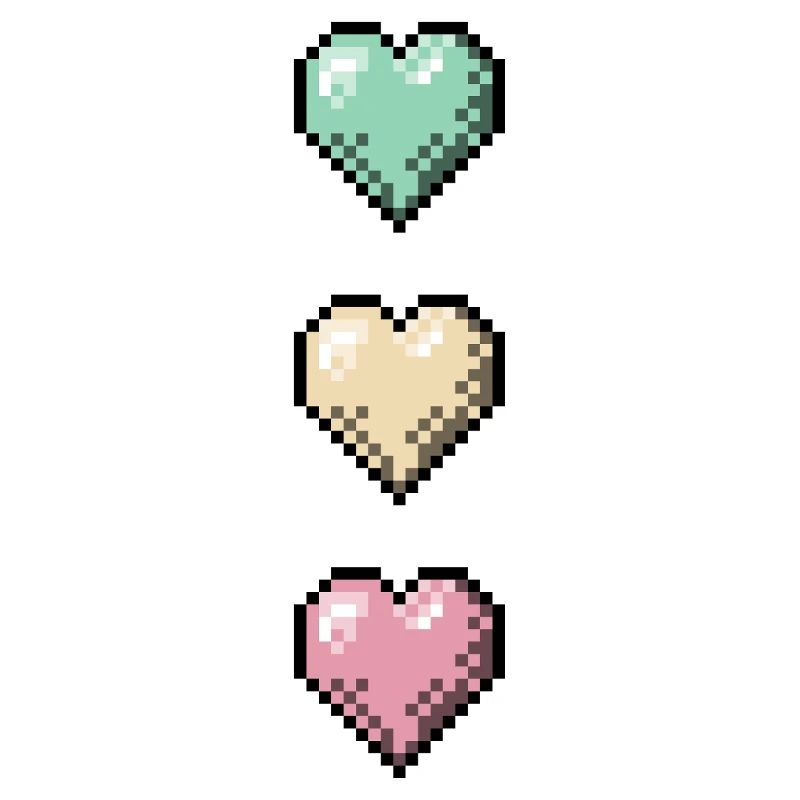 Retro Pixel Art Hearts Stack