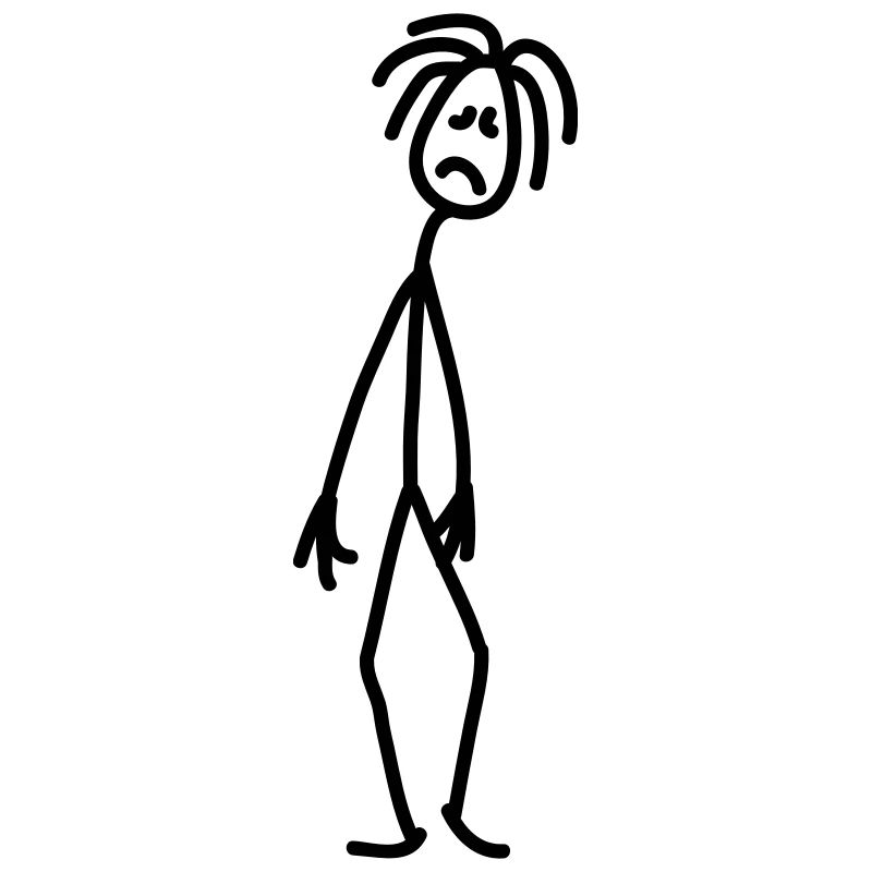 Sad unfortunate stick figure depressed
