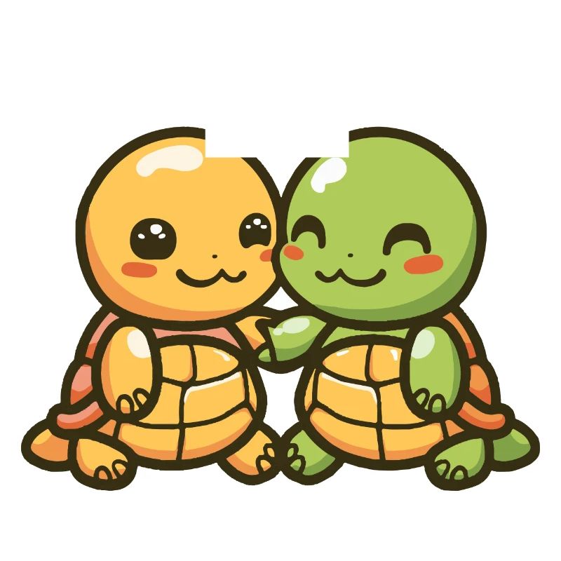 Turtle Comic Couple Love