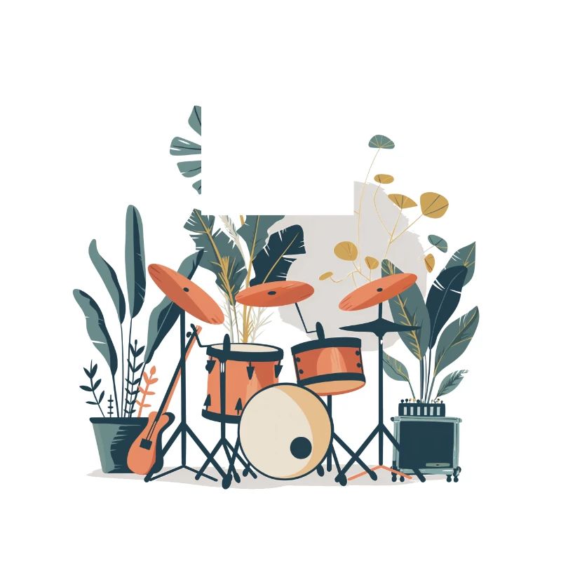Plantes et musique - Impression de mode de haute qualité