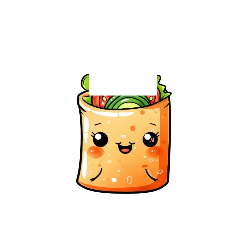Smiling vegetable wrap in cartoon style
