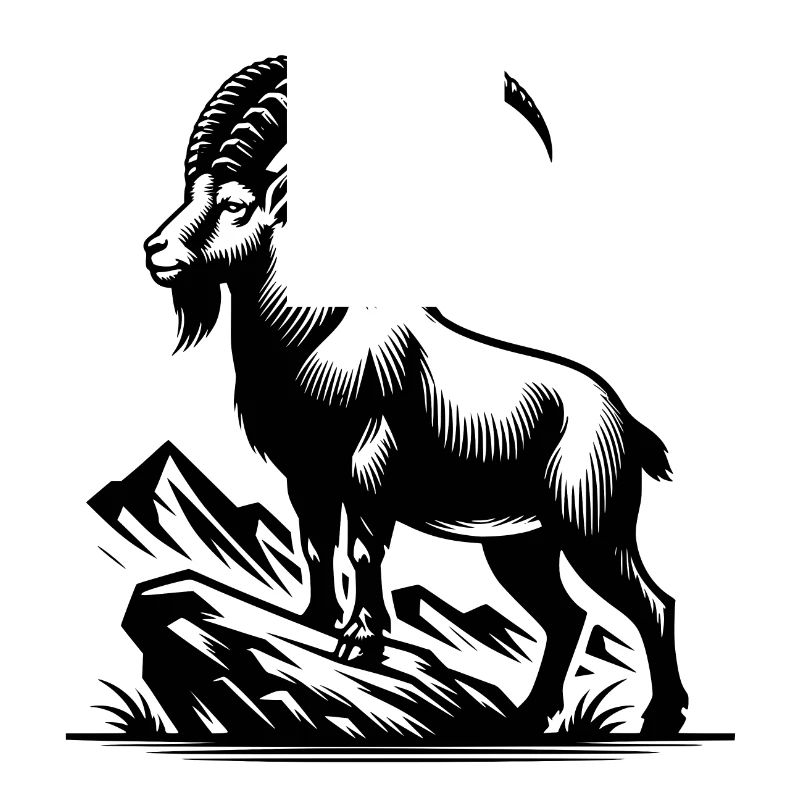 Steinbock mit gewaltigen Hörnern