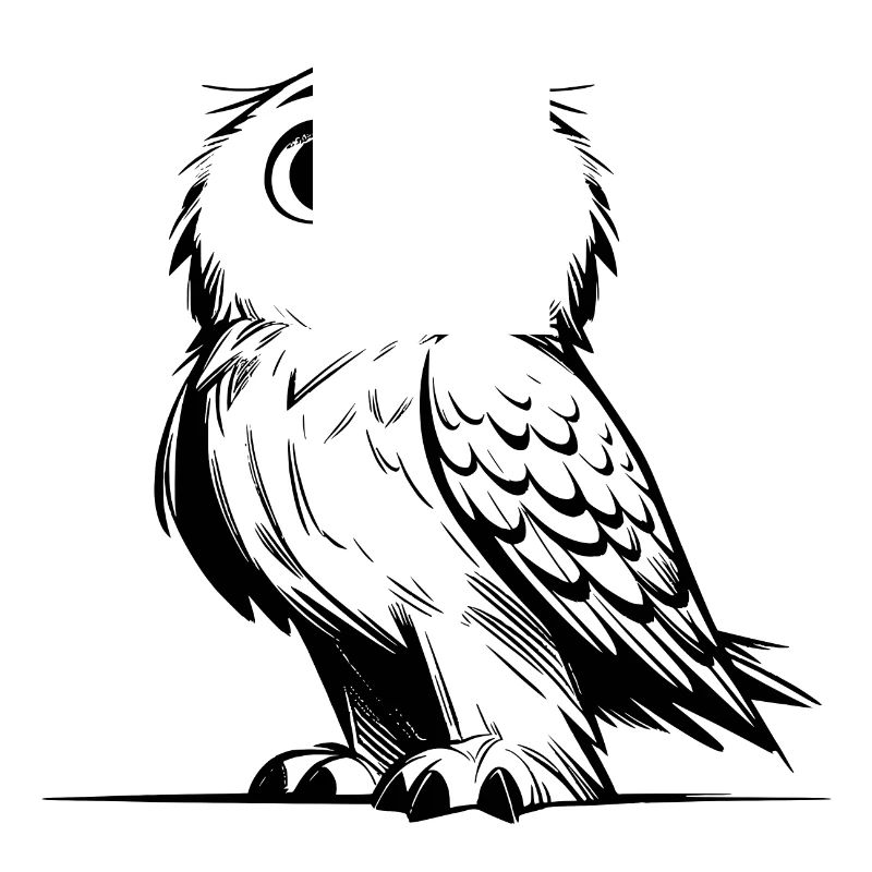 Cute Snow Owl Pencil Sketch