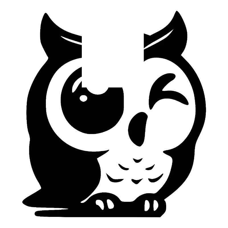 Schlaue Eule mit mit zwinkerndem Auge