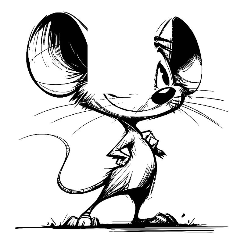 Simpatico topolino con occhi e orecchie enormi