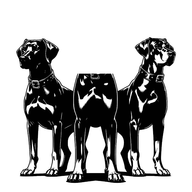 Three elegant vigilant guard dogs on post