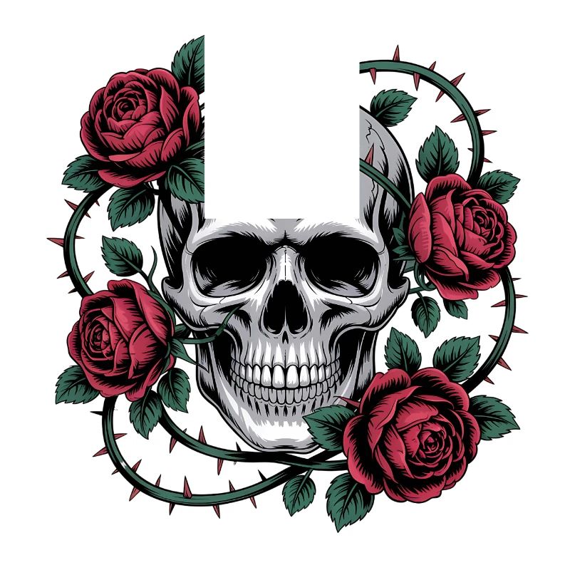 Crâne avec des fleurs de roses
