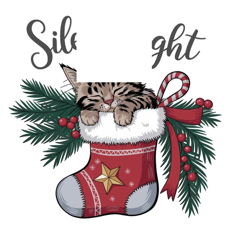 Douce nuit – Chaton en bas de Noël