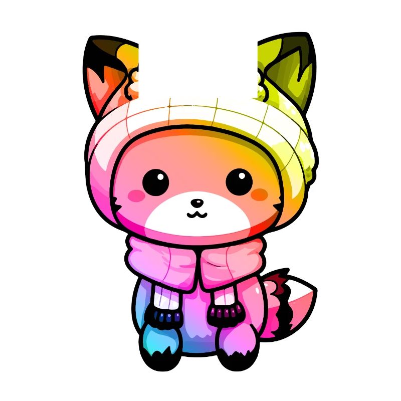 Fuchs Winter Tier Bunt Comic