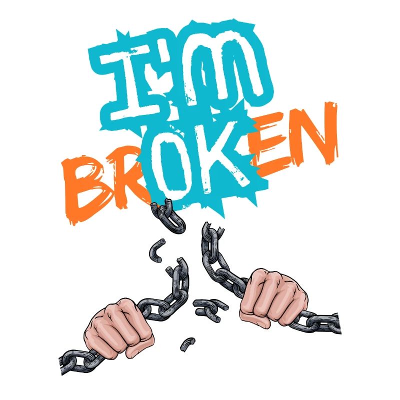 Hände, die eine Kette mit einer Inschrift zerbrechen