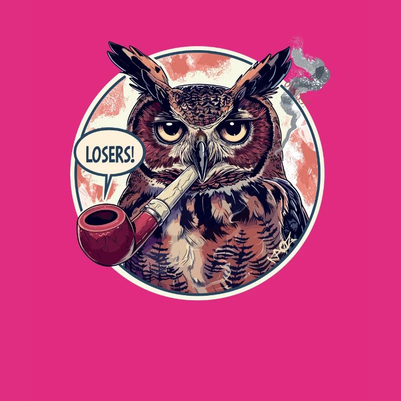 Un hibou avec une pipe à tabac dit « perdant »