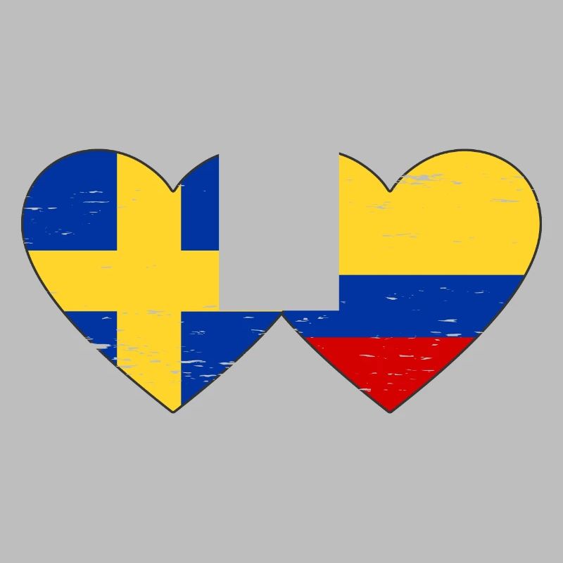 Suède Colombie drapeau coeur utilisé