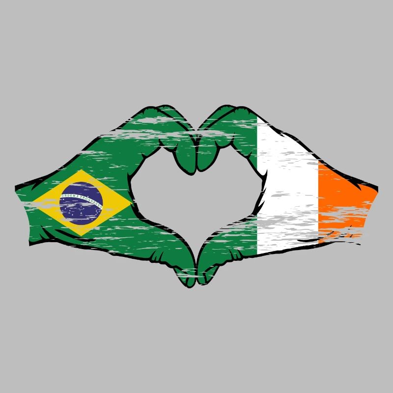 Brésil Irlande Drapeau Aiguilles Coeur Forme Utilisé