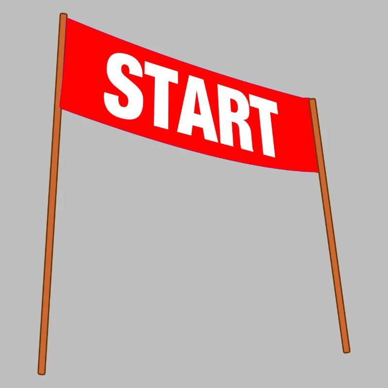 Red banner with START – Ready for the start!