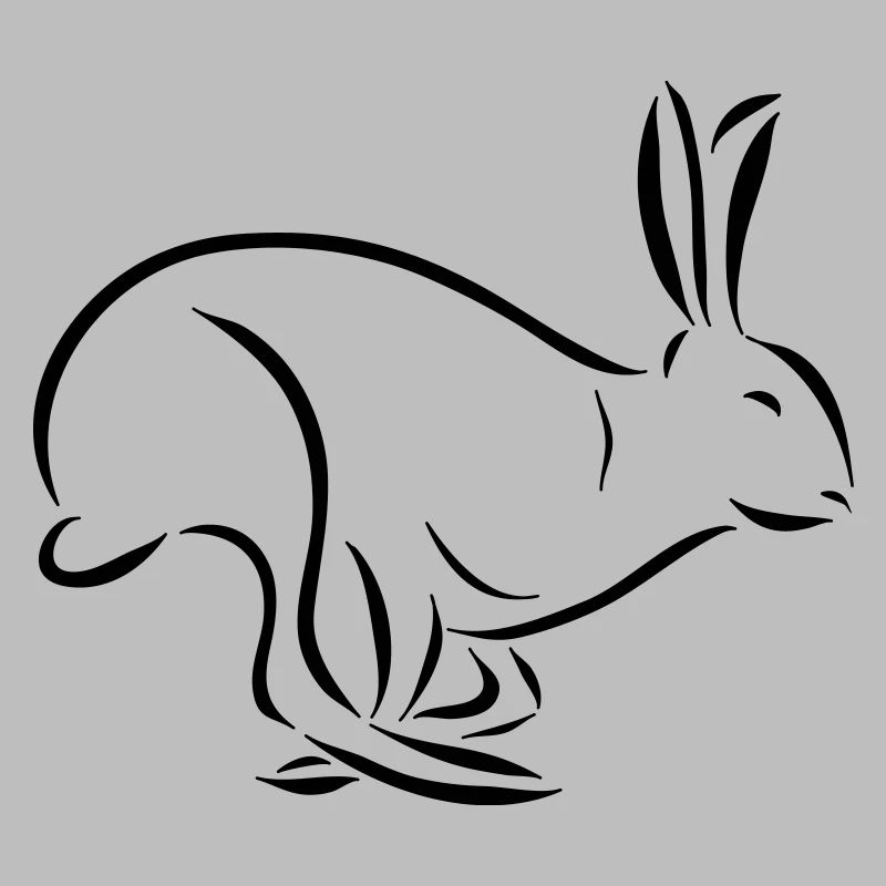 running Hare Hare long ear spoon drawing