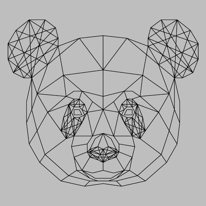 Panda 1- Low Poly Geometrik Pandakopf