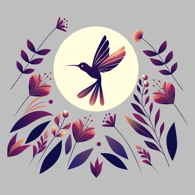 Colibri dans le champ de fleurs