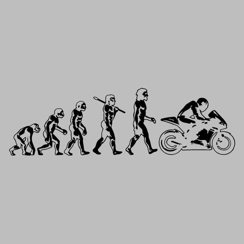 motorcycle evolution flat white print