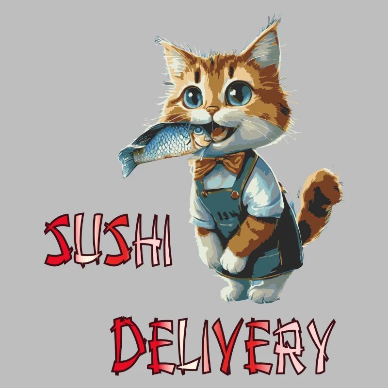 Chat avec du poisson dans la gueule