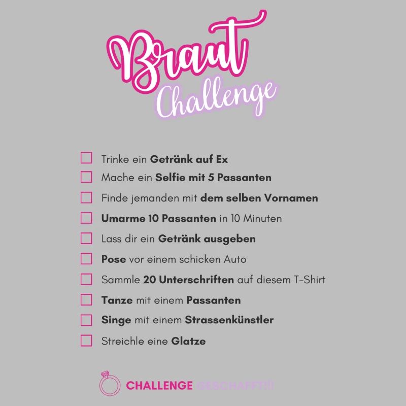 JGA Junggesellenabschied Braut Challenge Mutprobe