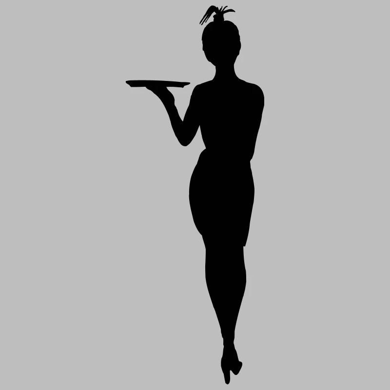 Herausfordernde Kellnerin mit Tablettschattenfigur