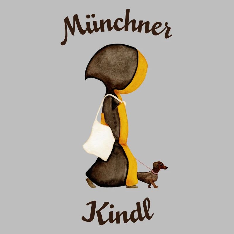 Münchner Kindl mit Dackel und Jutebeutel