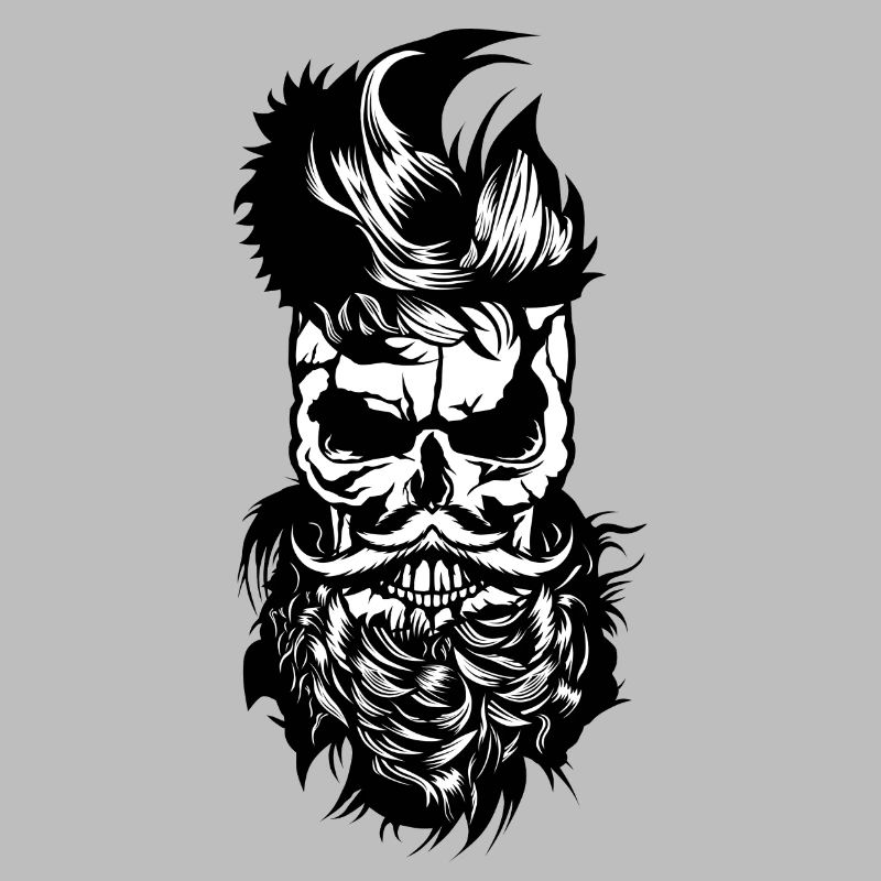 Kopf des Todes Hipster Schädel bärtiger Bart Schnurrbart m