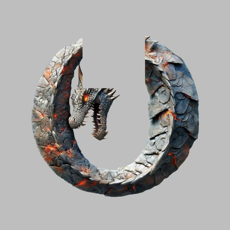 Buchstabe "O" im Drachendesign.