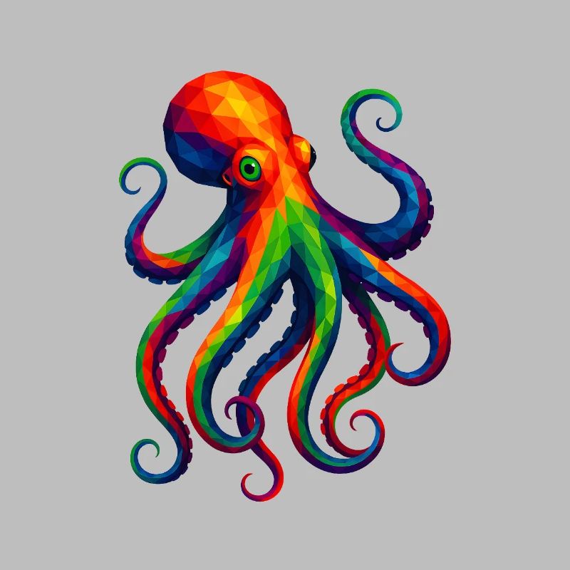 WPAP Stil Polygon Tiere - Krake Oktopus