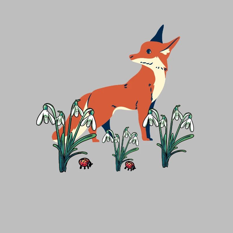 Spring Snowdrops Fox Foxes