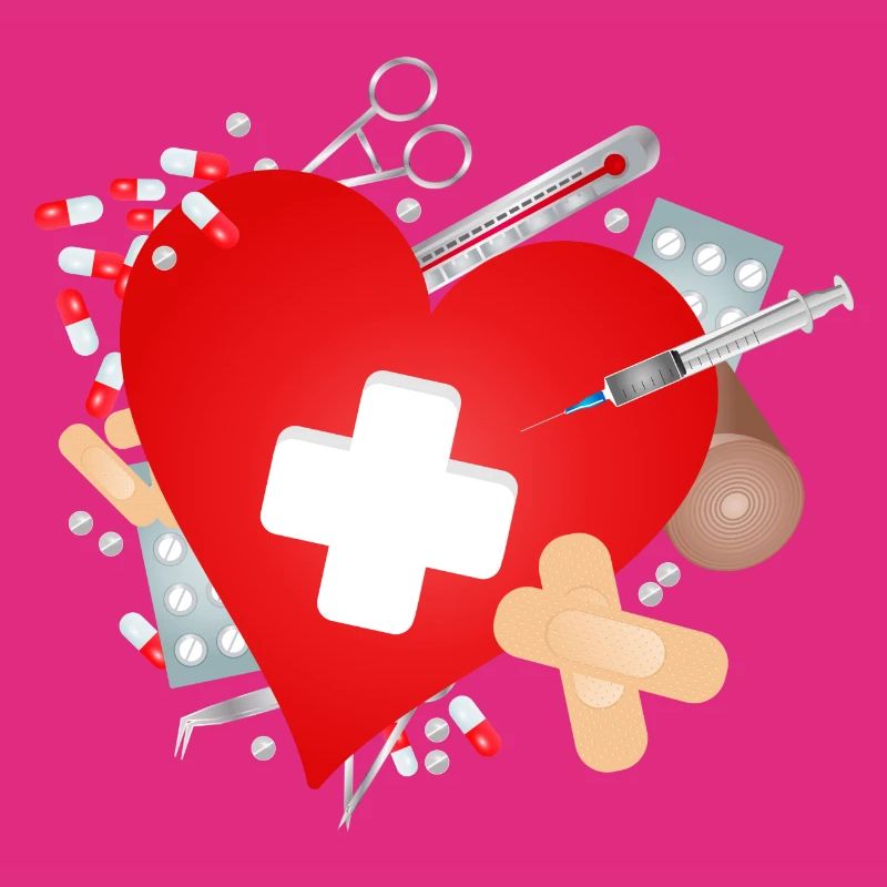 Erste Hilfe Set oder Reiseapotheke mit Herz