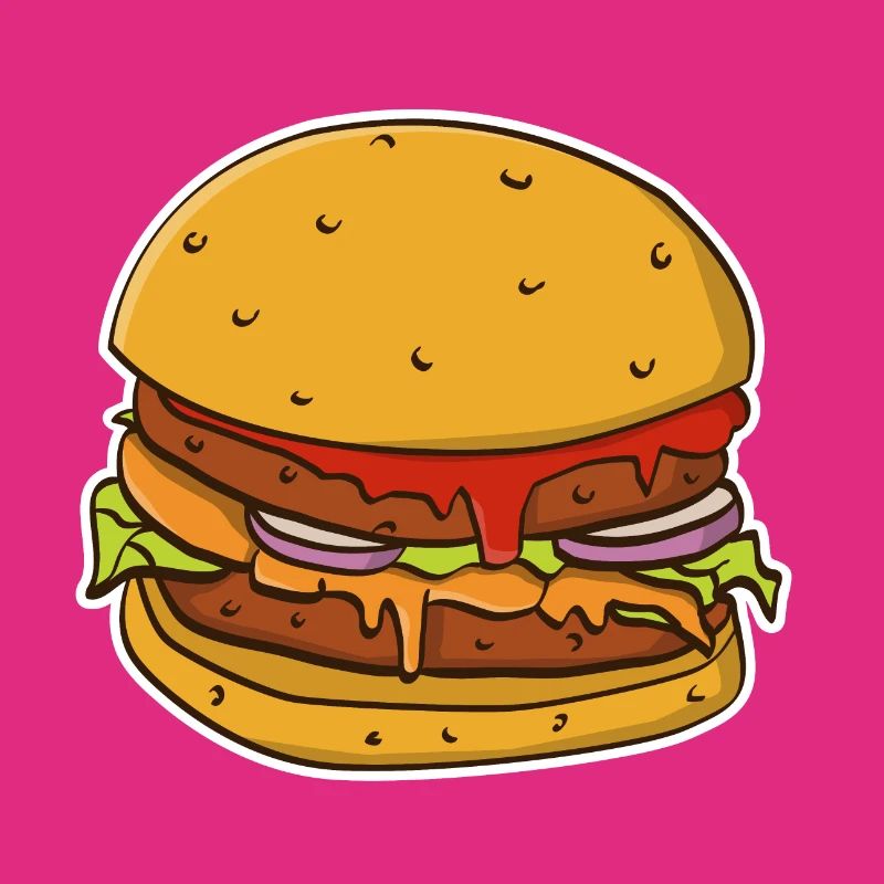 Buntes Bild eines Hamburgerbrötchens.