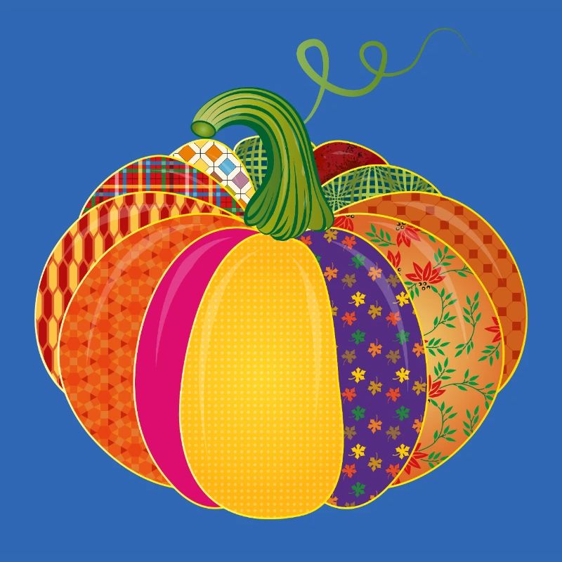 Patchwork Kürbis – Bunt gemusterte Herbstdeko