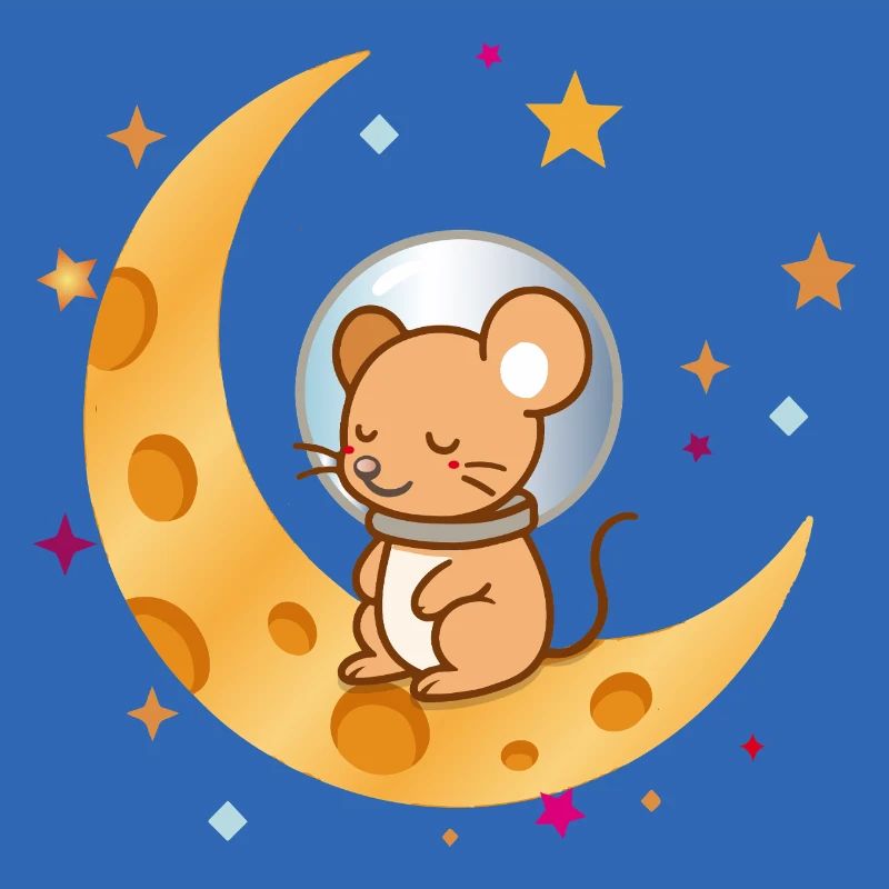 Sleeping Astronaut Mouse on Cheese Moon