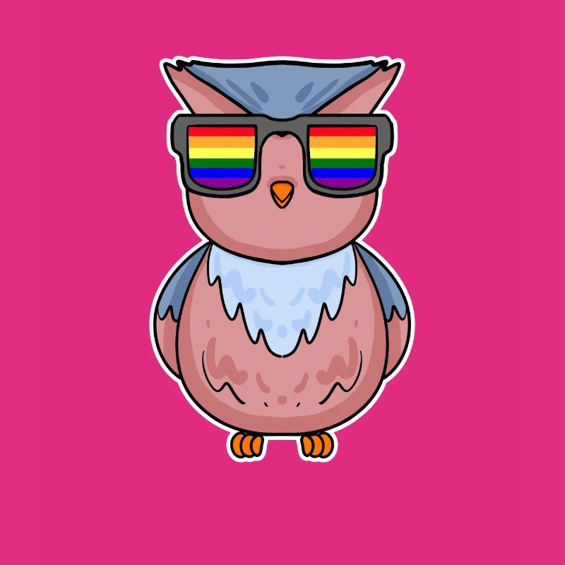 Regenbogen - Eule mit Brille