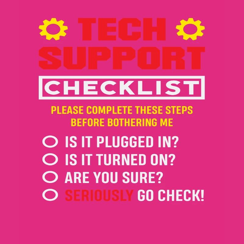 Tech Support Checklist Plug in IT Admin