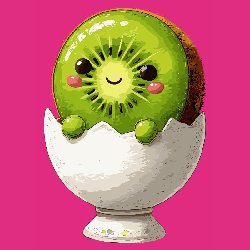 Kiwifruit in eggshell smile