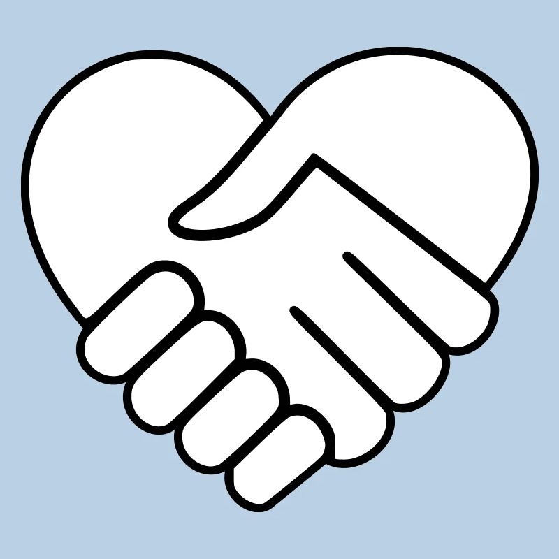 Main dans la main coeur blanc