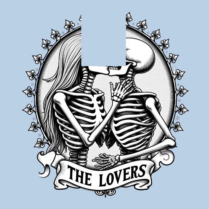 Die Liebenden: Dunkles romantisches Skelett Tarot Design