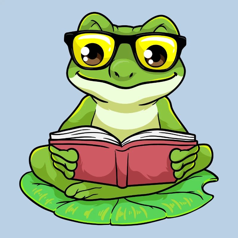 Frog as a nerd with glasses & book