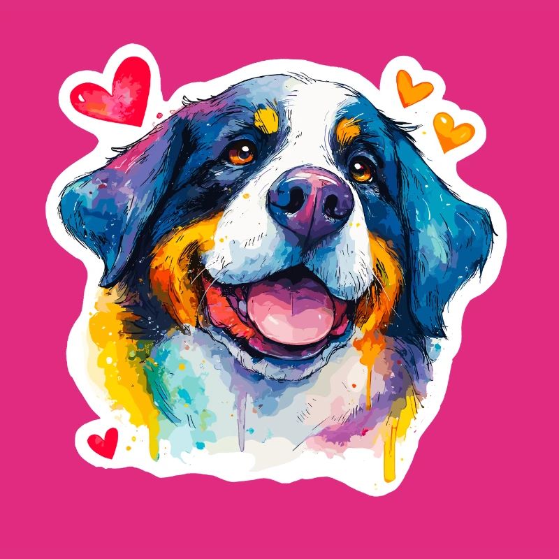 Bouvier bernois joyeux – style pop aquarelle